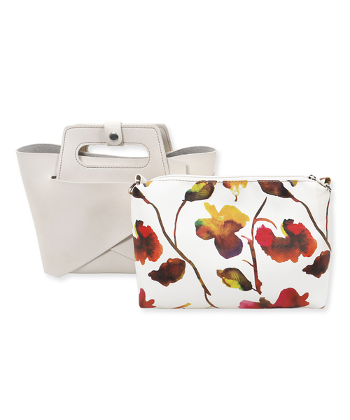 KOBE LETTUCE（コウベレタス）の「【2個SET】折り畳み可能☆ショルダー付き2way組み立てバッグ/レディース鞄/ポシェット/ショルダーバッグ/ポーチ付き[B1117]神戸レタス（ハンドバッグ・レディース・ブラック/シルバー/ホワイト系その他/イエロー系その他/ベージュ・FREE）」の2枚目の写真