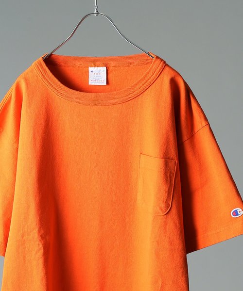 Champion（チャンピオン）の「Champion×relume / チャンピオン Exclusive T-1011 USA T-SHIRT#（Tシャツ/カットソー・メンズ・スミクロ/ベージュ/サックスブルー/イエロー/ピンク/オレンジ・L/M/S/XL）」の6枚目の写真