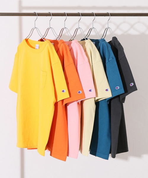 Champion（チャンピオン）の「Champion×relume / チャンピオン Exclusive T-1011 USA T-SHIRT#（Tシャツ/カットソー・メンズ・スミクロ/ベージュ/サックスブルー/イエロー/ピンク/オレンジ・L/M/S/XL）」の7枚目の写真