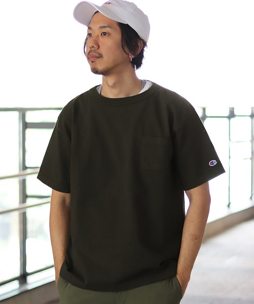 Champion（チャンピオン）の「Champion×relume / チャンピオン Exclusive T-1011 USA T-SHIRT#（Tシャツ/カットソー・メンズ・スミクロ/ベージュ/サックスブルー/イエロー/ピンク/オレンジ・L/M/S/XL）」の9枚目の写真
