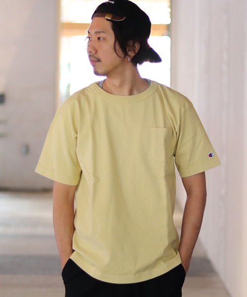 Champion（チャンピオン）の「Champion×relume / チャンピオン Exclusive T-1011 USA T-SHIRT#（Tシャツ/カットソー・メンズ・スミクロ/ベージュ/サックスブルー/イエロー/ピンク/オレンジ・L/M/S/XL）」の11枚目の写真