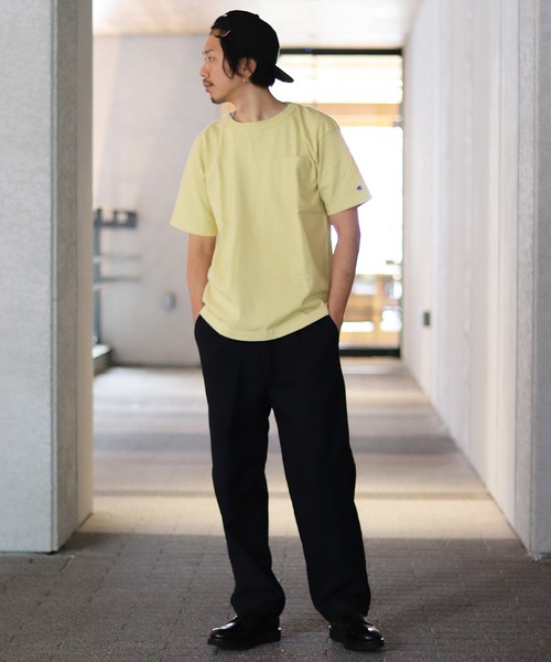 Champion（チャンピオン）の「Champion×relume / チャンピオン Exclusive T-1011 USA T-SHIRT#（Tシャツ/カットソー・メンズ・スミクロ/ベージュ/サックスブルー/イエロー/ピンク/オレンジ・L/M/S/XL）」の12枚目の写真