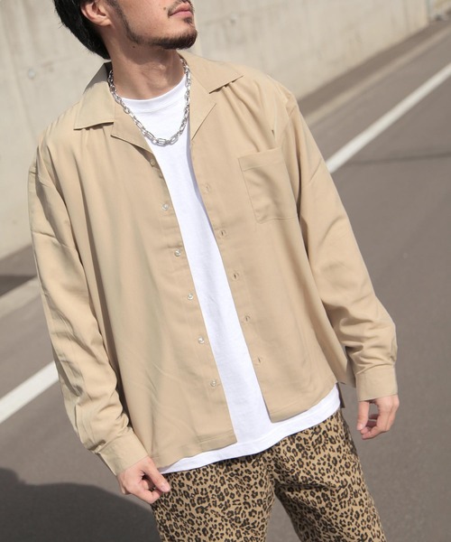 ZIP FIVE(ジップファイブ)の「長袖リラックスオープンカラーシャツ【開襟シャツ】(シャツ/ブラウス)」|ベージュ