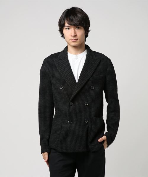 BARENA(バレナ)の「BARENA ハウンドトゥース ダブルブレスト ジャケット(テーラードジャケット・メンズ・チャコールグレー・44/46/48)」の1枚目の写真