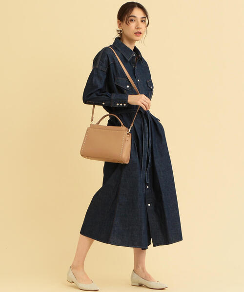 BEAUTY&YOUTH UNITED ARROWS(ビューティーアンドユースユナイテッドアローズ)の「BY∴ ラインスタッズボストンバッグ -2WAY- о(ボストンバッグ・レディース・モカ/ブラック/ダークグリーン/オフホワイト/ベージュ/ナチュラル/ブラウン/その他1/ライム・FREE)」の12枚目の写真