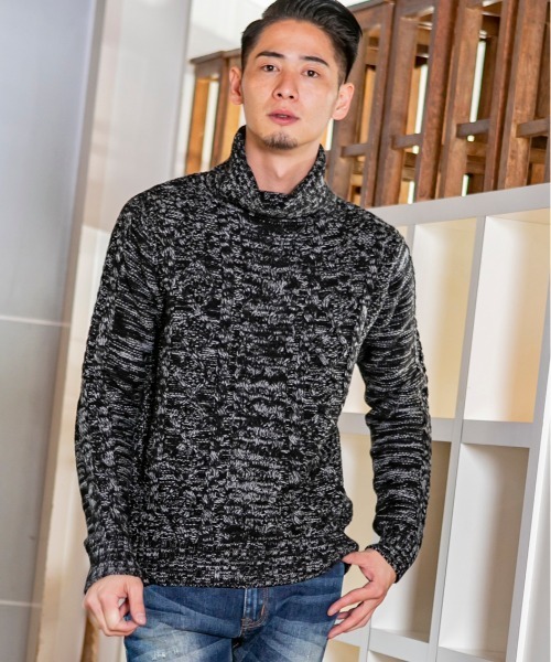 ADMIX/ATELIER SAB MEN（アドミックスアトリエサブメン）の「ケーブル編み フィッシャーマンズ　タートルネック ボトルネック セーター ユニセックス対応（ニット/セーター・メンズ・ライトグレー/ブラック/アイボリー/ホワイト系その他/ブラック系その他/ブラック系その他2/杢グレー/ネイビー/ブルー系その他/キャメル/パープル/ベージュ/ブラウン・48/50/52）」の17枚目の写真