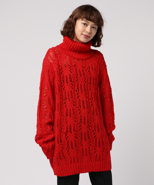 PUNYUS（プニュズ）の「クロシェタートルニット（ニット/セーター・レディース・ブラック/レッド/オフホワイト・1/2/4/3）」の3枚目の写真