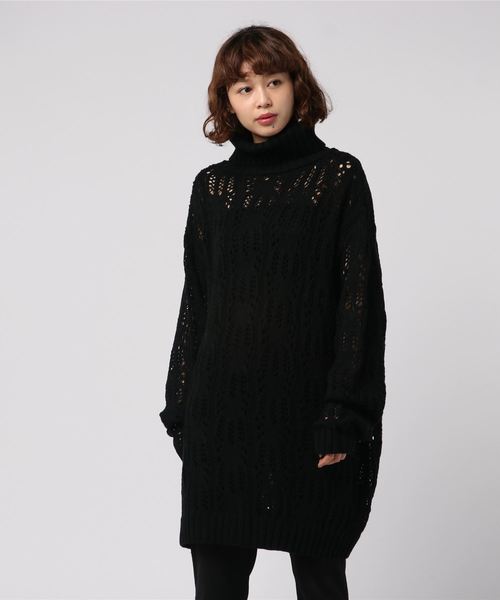 PUNYUS（プニュズ）の「クロシェタートルニット（ニット/セーター・レディース・ブラック/レッド/オフホワイト・1/2/4/3）」の2枚目の写真