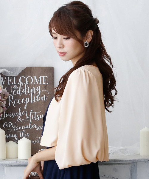 PourVous（プールヴー）の「ケープ ジャケット スタイル ボレロ 結婚式対応 オケージョン （ノーカラージャケット・レディース・アイボリー/ブラック・M）」の20枚目の写真