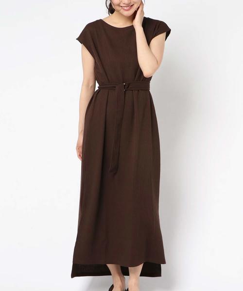 classicalelf（クラシカルエルフ）の「ロング・マキシ丈ワッフルベルト付き無地フレアワンピース（半袖）（ワンピース・レディース・ホワイト/ブラック/ベージュ/ブラウン・MEDIUM/LARGE/X-LARGE）」の6枚目の写真