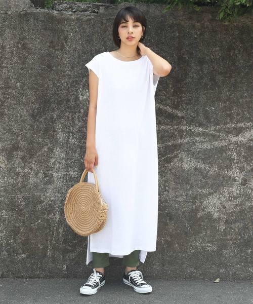 classicalelf（クラシカルエルフ）の「ロング・マキシ丈ワッフルベルト付き無地フレアワンピース（半袖）（ワンピース・レディース・ホワイト/ブラック/ベージュ/ブラウン・MEDIUM/LARGE/X-LARGE）」の12枚目の写真