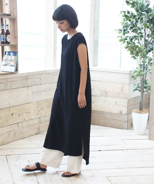 classicalelf（クラシカルエルフ）の「ロング・マキシ丈ワッフルベルト付き無地フレアワンピース（半袖）（ワンピース・レディース・ホワイト/ブラック/ベージュ/ブラウン・MEDIUM/LARGE/X-LARGE）」の9枚目の写真