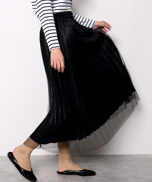 CHARM BERRY TIC（チャームベリーチック）の「シャイニープリーツスカート（スカート・レディース・ブラック/ベージュ/グレー・M/L）」の18枚目の写真