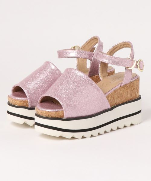 KOBE LETTUCE（コウベレタス）の「プラットフォーム厚底ラインサンダル（サンダル・レディース・ホワイト/シルバー/ブラック/ピンク系その他・M/LL/S/L）」の9枚目の写真