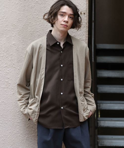 JUNRED（ジュンレッド）の「マイクロカノコトッパーカーデ（カーディガン/ボレロ・メンズ・ベージュ/ネイビー/サックスブルー・S/M/L）」の2枚目の写真