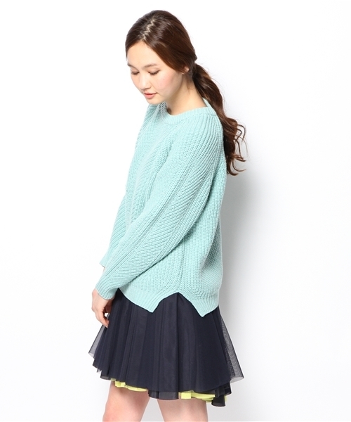 Another Edition(アナザーエディション)の「AE LOW GG アゼ PO(ニット/セーター・レディース・ライラック/オフホワイト/ライム・フリー)」の5枚目の写真