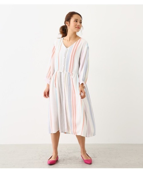 Crowns Rodeo Wide セール マルチストライプ ガウン ワンピース Wide ワンピース ワンピース Rodeo Bowl ロデオクラウンズワイドボウル のファッション