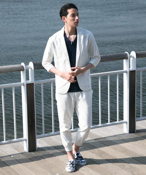 TopIsm（トップイズム）の「リネンコットンジョガーパンツ（その他パンツ・メンズ・ホワイト/ブラック/ベージュ/ネイビー/カーキ・LL/M/L）」の9枚目の写真