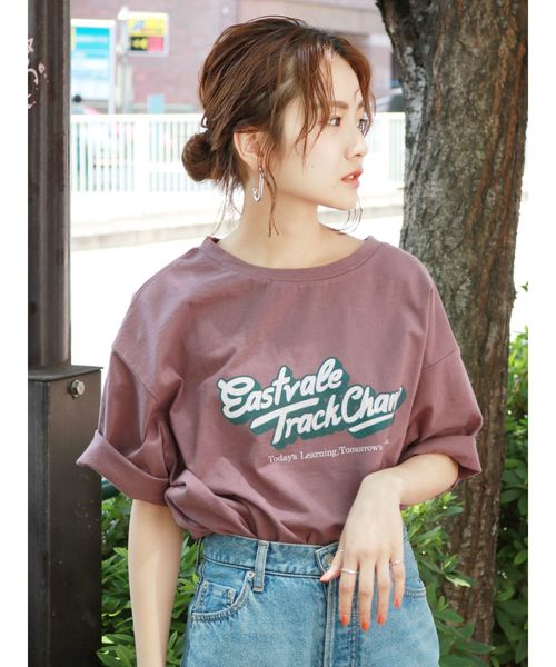 Ungrid（アングリッド）の「EASTVALEロゴTee（Tシャツ/カットソー・レディース・グレー/オフホワイト/パープル・FREE）」の3枚目の写真