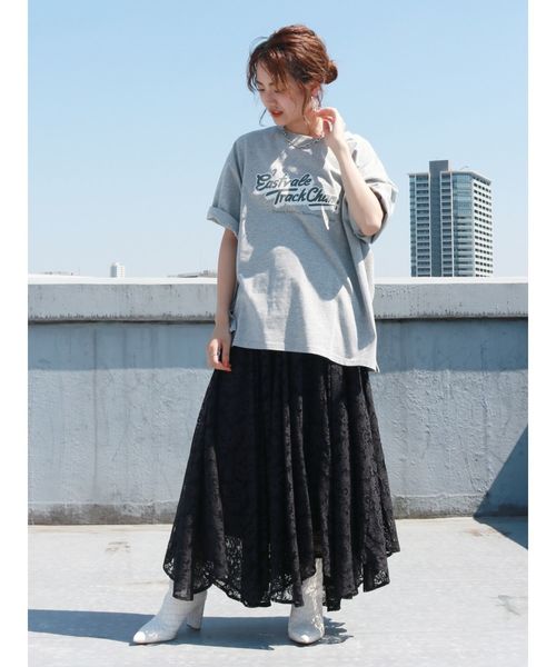 Ungrid（アングリッド）の「EASTVALEロゴTee（Tシャツ/カットソー・レディース・グレー/オフホワイト/パープル・FREE）」の4枚目の写真