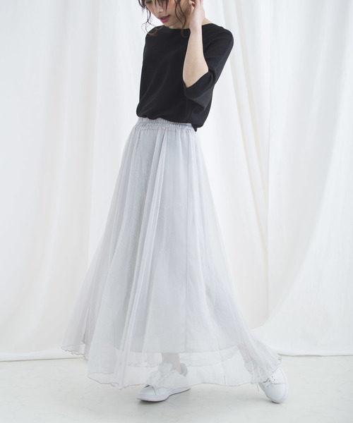 LUGG NAGG(ラグナグ)の「【Jewelobe/ ジュエローブ】 切替オーロラスカート(スカート・レディース・ブラック/ベージュ/グレー/ピンク/ブルー・FREE)」の3枚目の写真