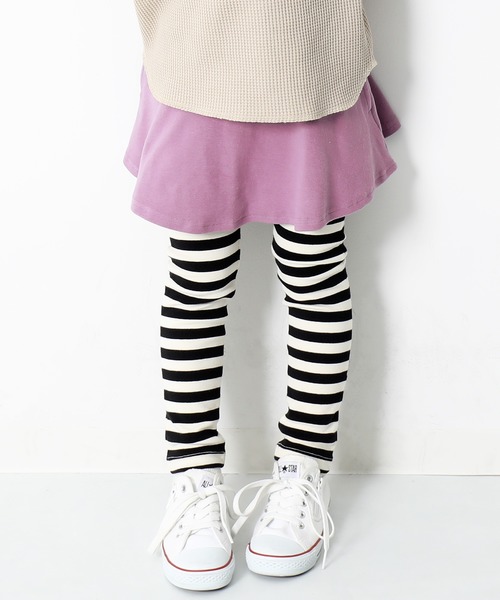 devirock（デビロック）の「【新改良】ボーダー10分丈スカッツ（スカート・キッズ・ブラック/ヘザーチャコール/ブルー/グリーン系その他/カーキ/ラベンダー/ワイン/ピンク系その他/ピンク系その他2/モカ/キャメル/オレンジ・80ｃｍ/90cm/95cm/100cm/110cm/120cm/130cm/140cm/150cm/160cm）」の8枚目の写真