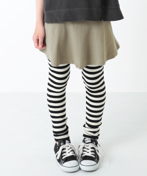 devirock（デビロック）の「【新改良】ボーダー10分丈スカッツ（スカート・キッズ・ブラック/ヘザーチャコール/ブルー/グリーン系その他/カーキ/ラベンダー/ワイン/ピンク系その他/ピンク系その他2/モカ/キャメル/オレンジ・80ｃｍ/90cm/95cm/100cm/110cm/120cm/130cm/140cm/150cm/160cm）」の5枚目の写真