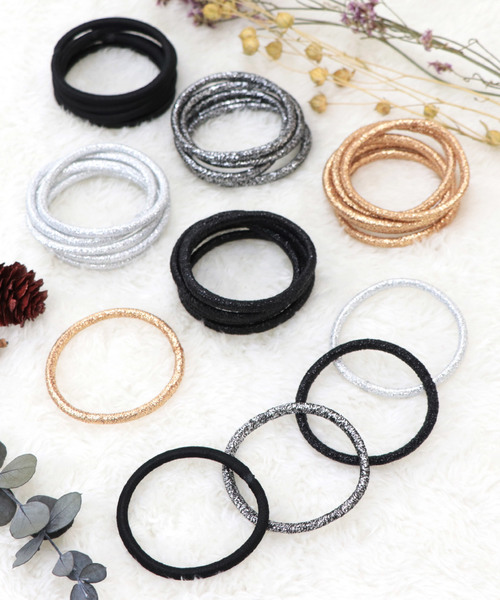 Esime（エシミー）の「同色6点セット 太めゴム（ヘアゴム・レディース・シルバー/ゴールド/ブラック系その他/シルバー系その他/ブラック/A・FREE）」の6枚目の写真