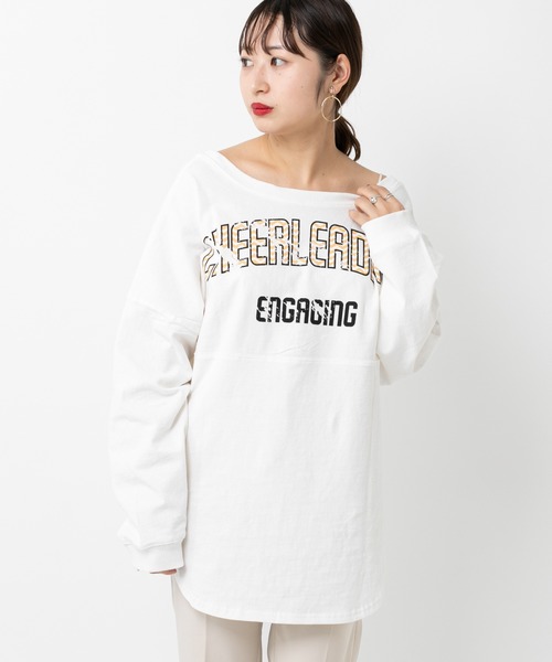 mystic(ミスティック)の「CHEERプリントロンT(Tシャツ/カットソー)」|ホワイト