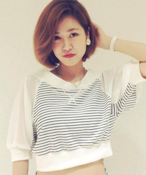 goocy(グーシー)の「Backシフォン切替ボーダーオフショルTOP(Tシャツ/カットソー・レディース・ホワイト/ネイビー/ブラック・FREE)」の14枚目の写真