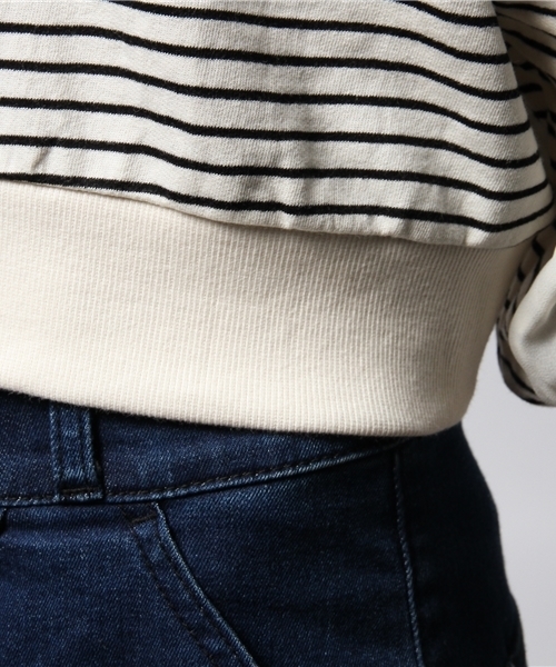 goocy(グーシー)の「Backシフォン切替ボーダーオフショルTOP(Tシャツ/カットソー・レディース・ホワイト/ネイビー/ブラック・FREE)」の10枚目の写真