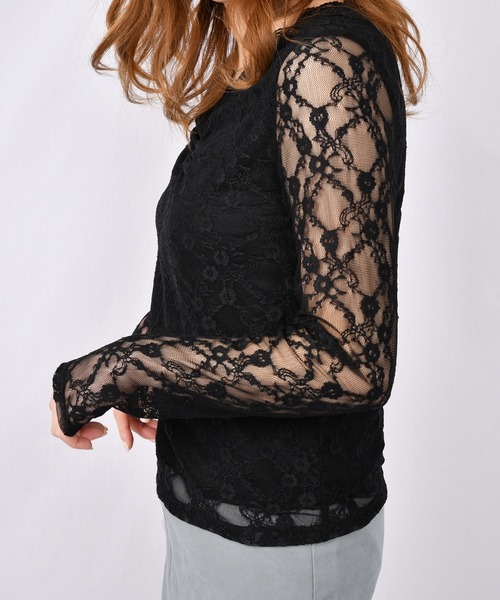 PairPair（ペアペア）の「フェミニンレースインナー（Tシャツ/カットソー・レディース・ブラック/オフホワイト・FREE）」の11枚目の写真