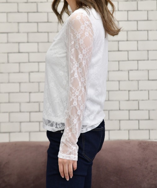 PairPair（ペアペア）の「フェミニンレースインナー（Tシャツ/カットソー・レディース・ブラック/オフホワイト・FREE）」の4枚目の写真