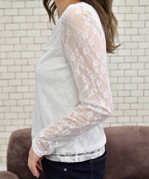 PairPair（ペアペア）の「フェミニンレースインナー（Tシャツ/カットソー・レディース・ブラック/オフホワイト・FREE）」の10枚目の写真