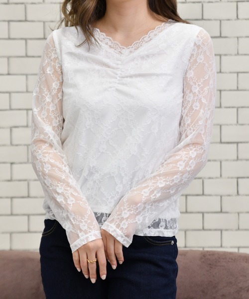 PairPair（ペアペア）の「フェミニンレースインナー（Tシャツ/カットソー・レディース・ブラック/オフホワイト・FREE）」の3枚目の写真