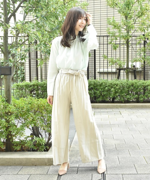 TONE SELECT WEAR(トーンセレクトウェア)の「【TONE SELECT WEAR】サテンストレートパンツ(MI)(その他パンツ・レディース・ブラック/ベージュ/ピンク/グリーン・FREE)」の9枚目の写真