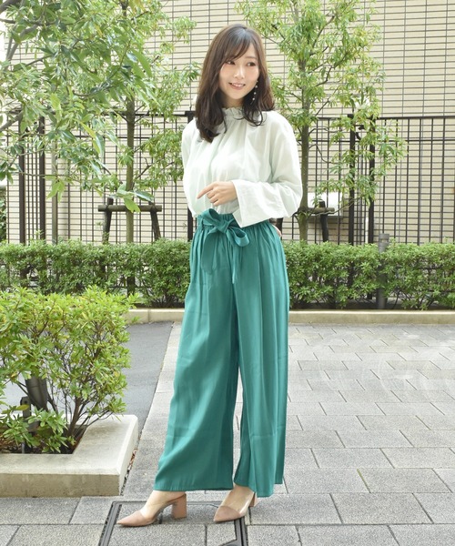 TONE SELECT WEAR(トーンセレクトウェア)の「【TONE SELECT WEAR】サテンストレートパンツ(MI)(その他パンツ・レディース・ブラック/ベージュ/ピンク/グリーン・FREE)」の14枚目の写真