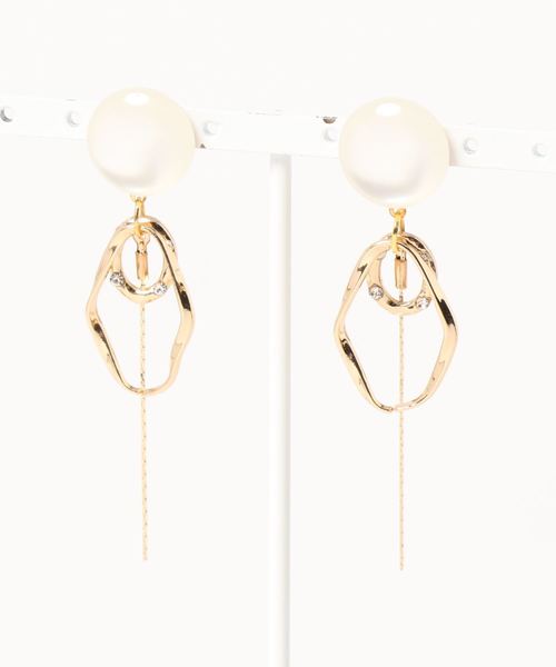 tone(トーン)の「【CouleuR】white×gold デザインピアス(ピアス(両耳用)・レディース・その他・FREE)」の1枚目の写真