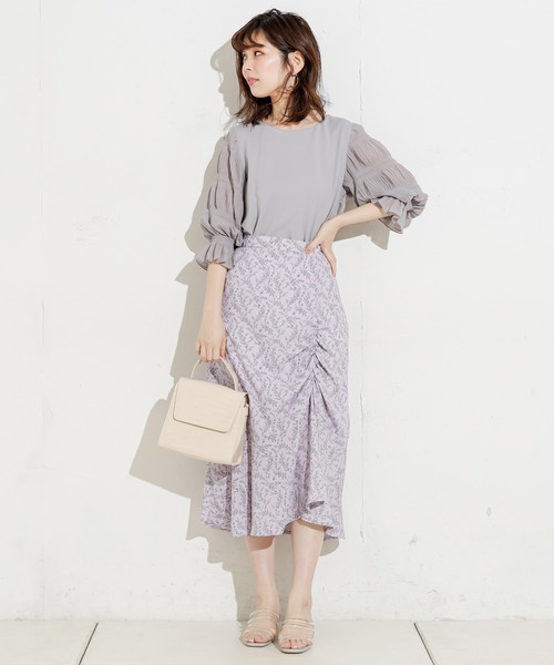 natural couture（ナチュラルクチュール）の「マジョリカプリーツ袖プルオーバー（Tシャツ/カットソー・レディース・ベージュ/オフホワイト/ライトグレー/ブラック・FREE）」の20枚目の写真