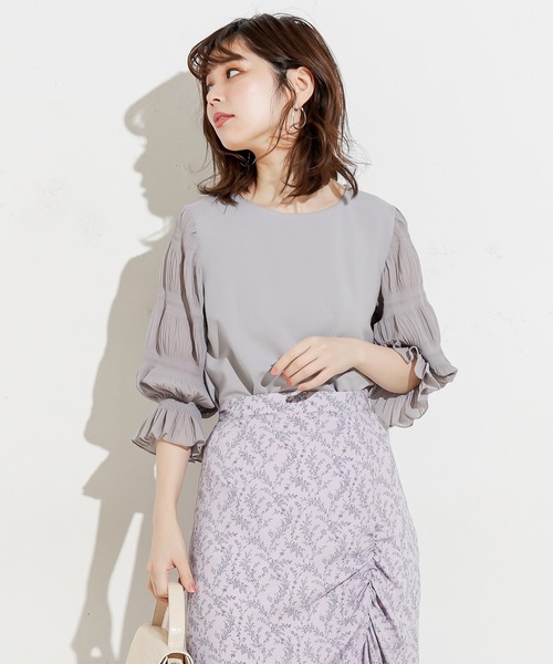 natural couture（ナチュラルクチュール）の「マジョリカプリーツ袖プルオーバー（Tシャツ/カットソー・レディース・ベージュ/オフホワイト/ライトグレー/ブラック・FREE）」の16枚目の写真