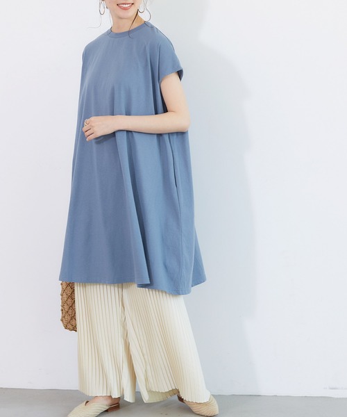 coca(coca)(コカ)の「フレンチスリーブワンピース(ワンピース・レディース・ブルー/カーキ/ブラック/ホワイト/グレー系その他・ONE SIZE)」の5枚目の写真