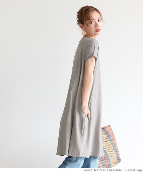 coca(coca)(コカ)の「フレンチスリーブワンピース(ワンピース・レディース・ブルー/カーキ/ブラック/ホワイト/グレー系その他・ONE SIZE)」の6枚目の写真