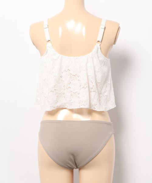 LEAD（リード）の「3点セットレース生地×無地フレアシンプルデザイン水着（水着・レディース・ブラック/オフホワイト/カーキ・M）」の6枚目の写真