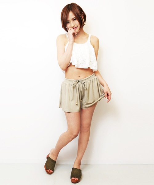 LEAD（リード）の「3点セットレース生地×無地フレアシンプルデザイン水着（水着・レディース・ブラック/オフホワイト/カーキ・M）」の12枚目の写真