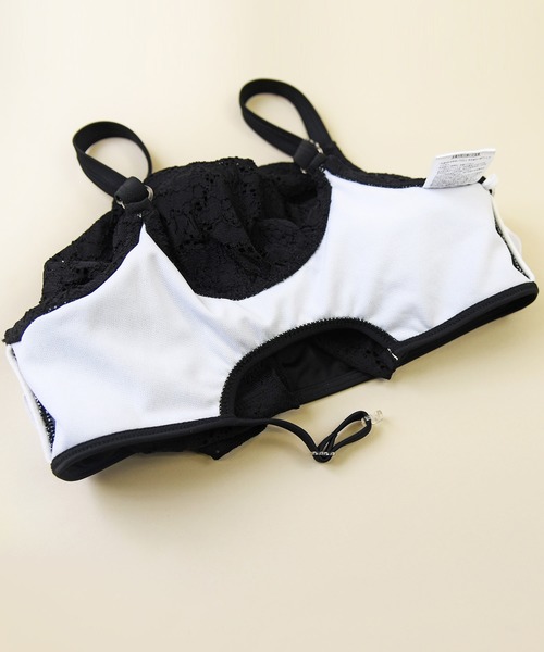 LEAD（リード）の「3点セットレース生地×無地フレアシンプルデザイン水着（水着・レディース・ブラック/オフホワイト/カーキ・M）」の18枚目の写真