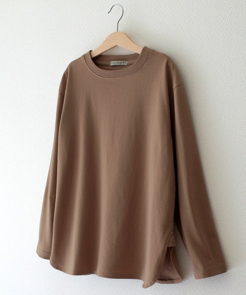 classicalelf(クラシカルエルフ)の「キッズ サイドスリットロング丈ビッグシルエット無地バックプリントロングTシャツ(長袖)(Tシャツ/カットソー・キッズ・ホワイト/ブラック/ブラウン系その他/グリーン系その他・130/140/150)」の9枚目の写真