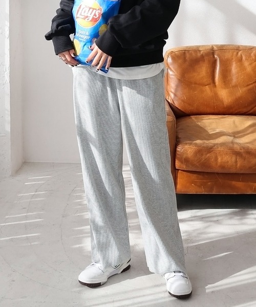 andme（アンドミー）の「セルフカットリブワイドパンツ（その他パンツ・レディース・ブラック/グリーン/ライトブラウン/グレー系その他/ブラウン/スミクロ/キナリ/ライトグリーン/パープル/ブラウン系その他/イエロー/ピンク/ネイビー/レッド/ケリーグリーン/ベージュ系その他/杢グレー/ライム・M/L）」の21枚目の写真