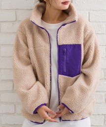 ボアスタンド配色ブルゾン