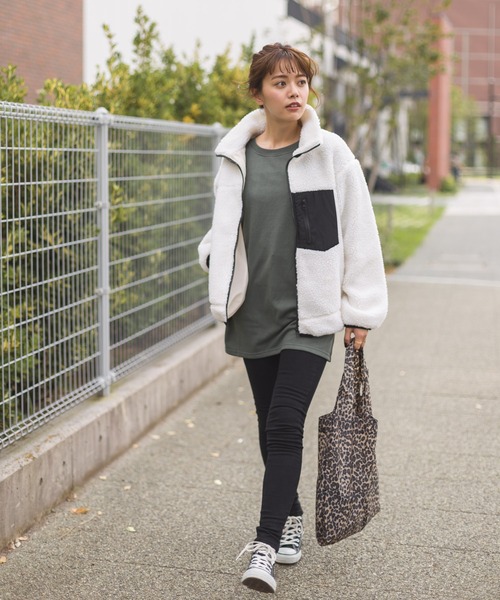 SpRay（スプレイ）の「ボアスタンド配色ブルゾン（ブルゾン・レディース・ホワイト×ブラック/ホワイト系その他/キャメル/ライトベージュ/ベージュ系その他・FREE）」の14枚目の写真