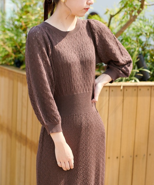 one after another NICE CLAUP（ワンアフターアナザーナイスクラップ）の「ニットロングワンピース（ワンピース・レディース・グレー/ブラウン/ベージュ/オレンジ・FREE）」の14枚目の写真